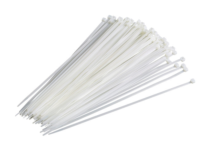 Kabelstrips 300 mm hvit 100 stk.